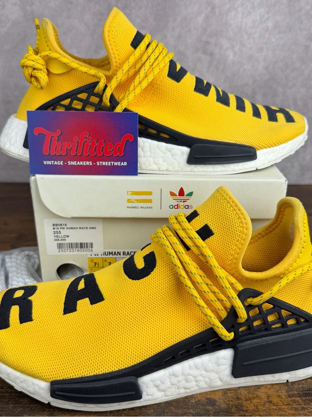 Adidas NMD Hu x Pharrell Human Race Yellow Size 7.5 BB0619 Men’s Shoes OG Rare